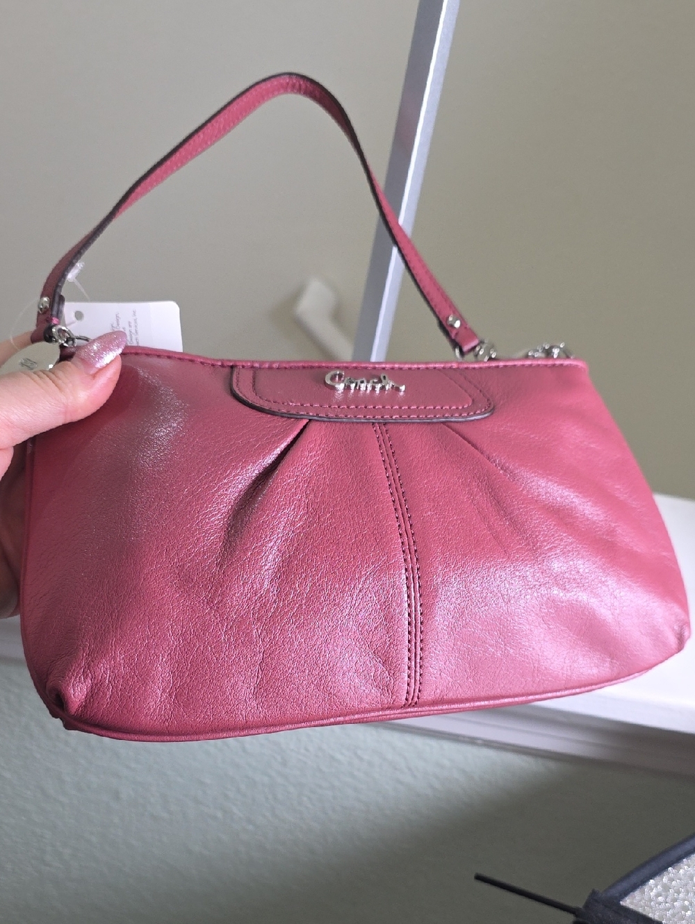 Coach F47527 Smooth Leather Ginger Beet Mauve Pink Shoulder Bag Silvertone NWT - Picture 9 of 15